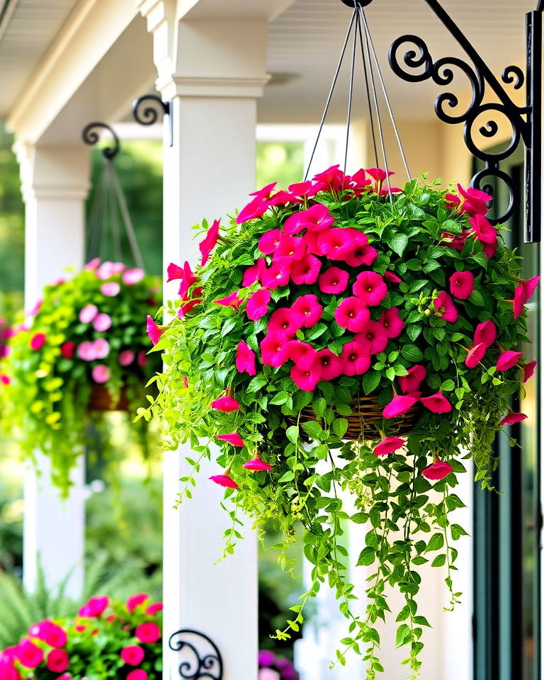 install hanging baskets - 30 Colonial Front Porch Ideas