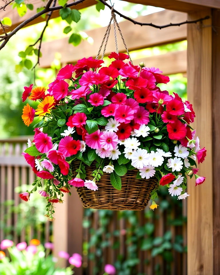 install hanging flower baskets - 30 Garden Party Ideas
