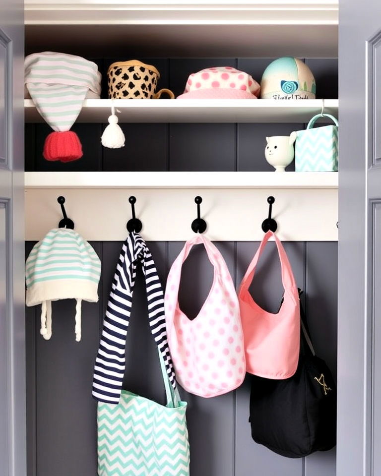 install hooks for easy access - 25 Nursery Closet Ideas