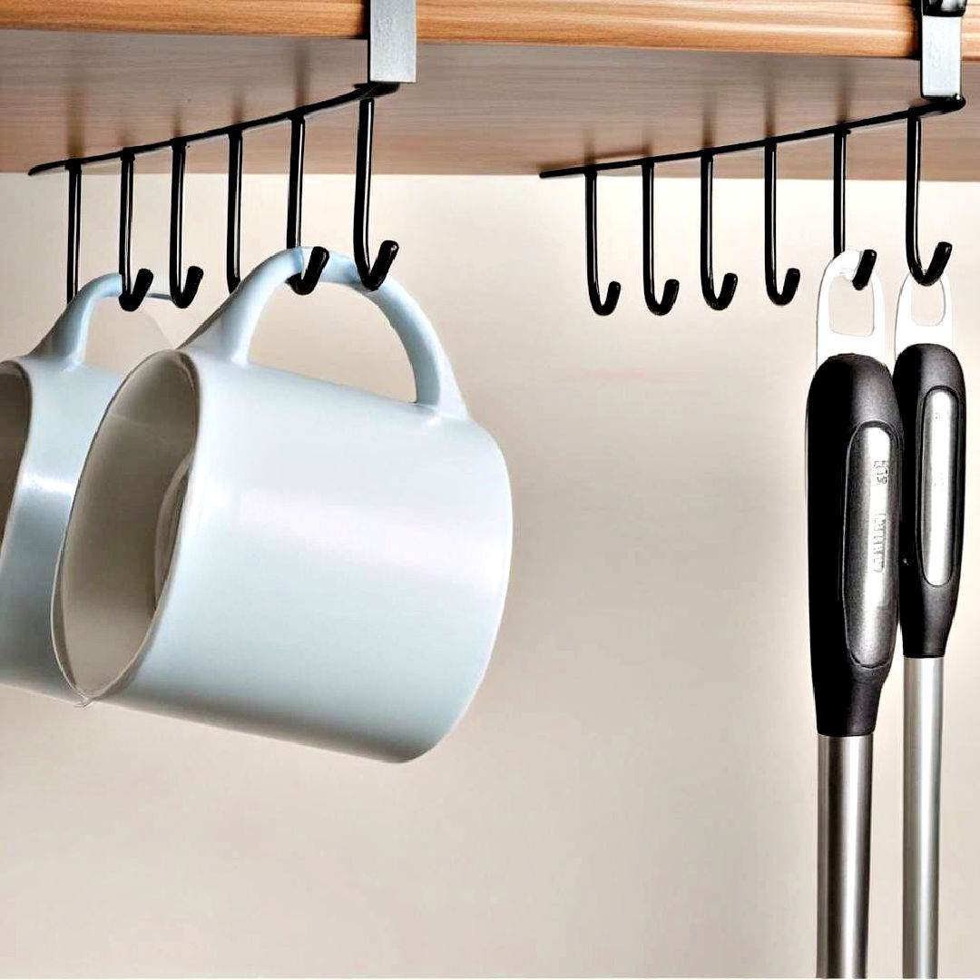 install hooks inside your cabinet - 40 Kitchen Organization Ideas