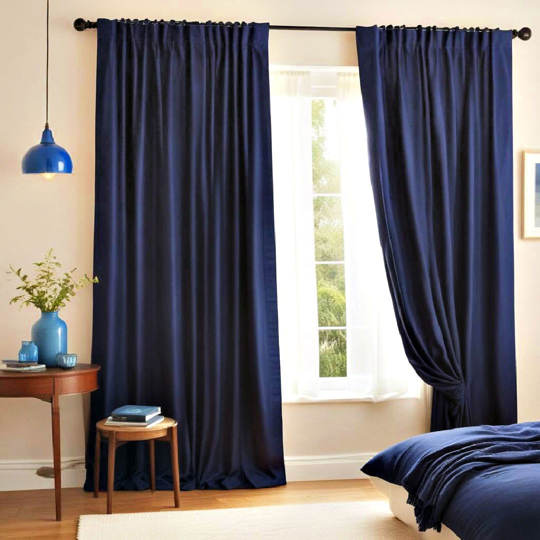 install indigo blue curtains - 40 Blue Bedroom Ideas