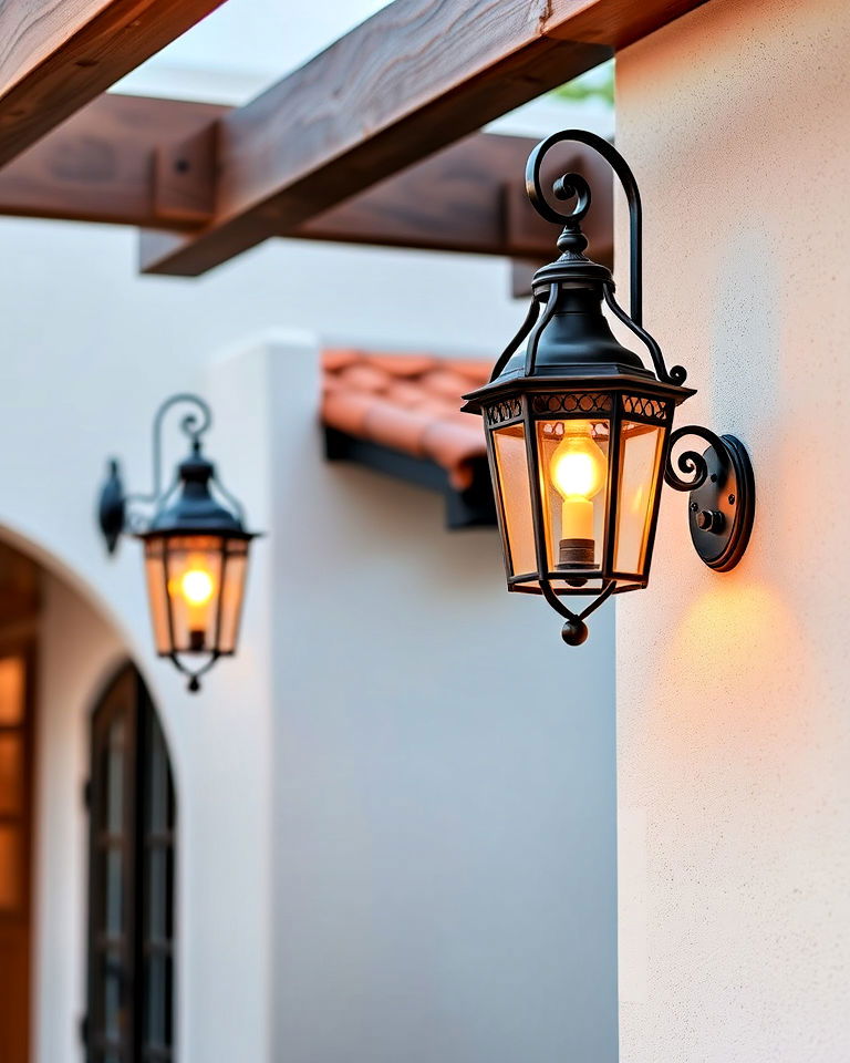 install lantern style lighting - 25 Spanish Bungalow Exterior Ideas