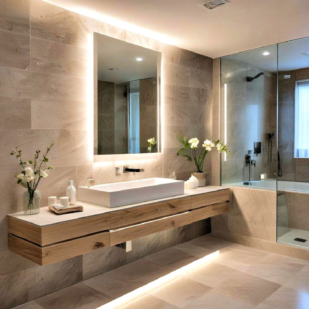 install led lighting strips - 40 Modern Bathroom Ideas