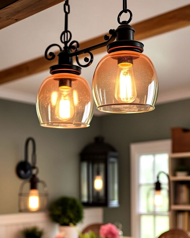install lighting fixtures with vintage design - 30 Cottagecore Dining Room Ideas