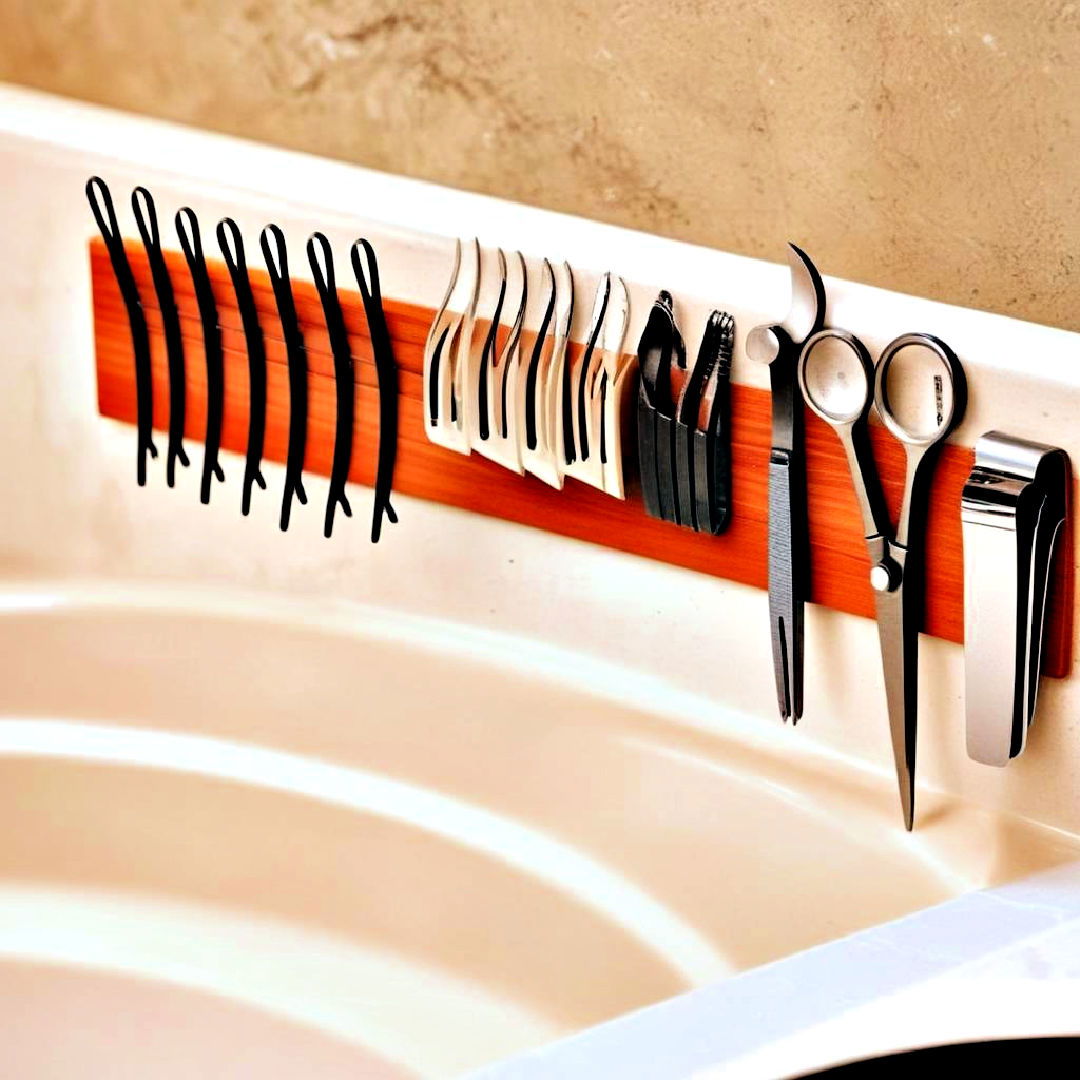 install magnetic strip on wall - 15 Bathroom Wall Storage Ideas