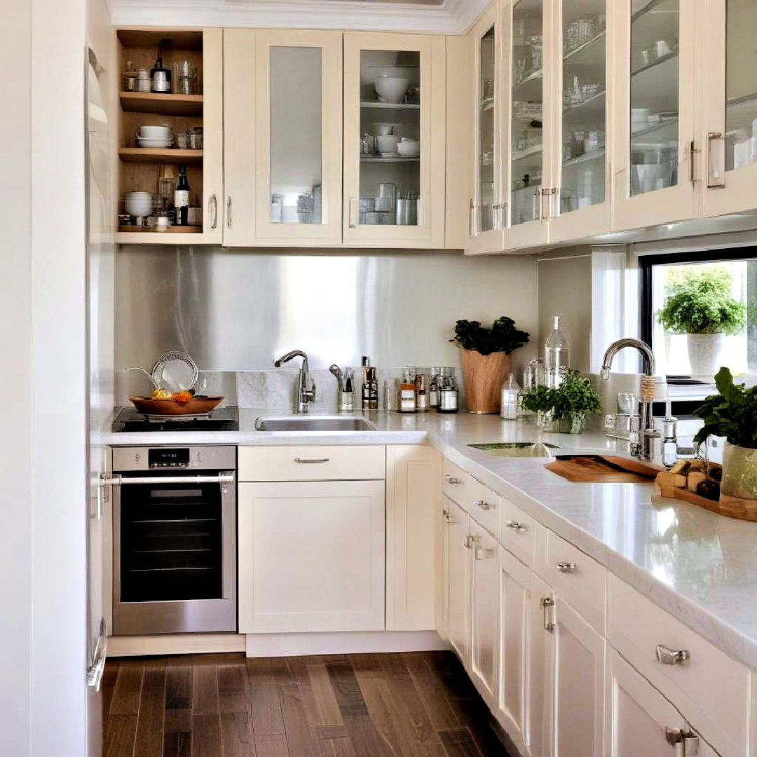 install mirrored backsplash - 30 Small Galley Kitchen Ideas on a Budget