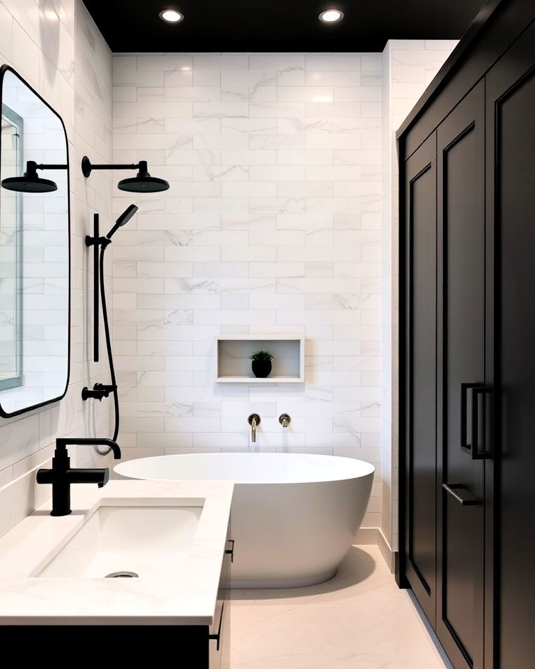 install modern matte black fixtures - 40 Primary Bathroom Ideas