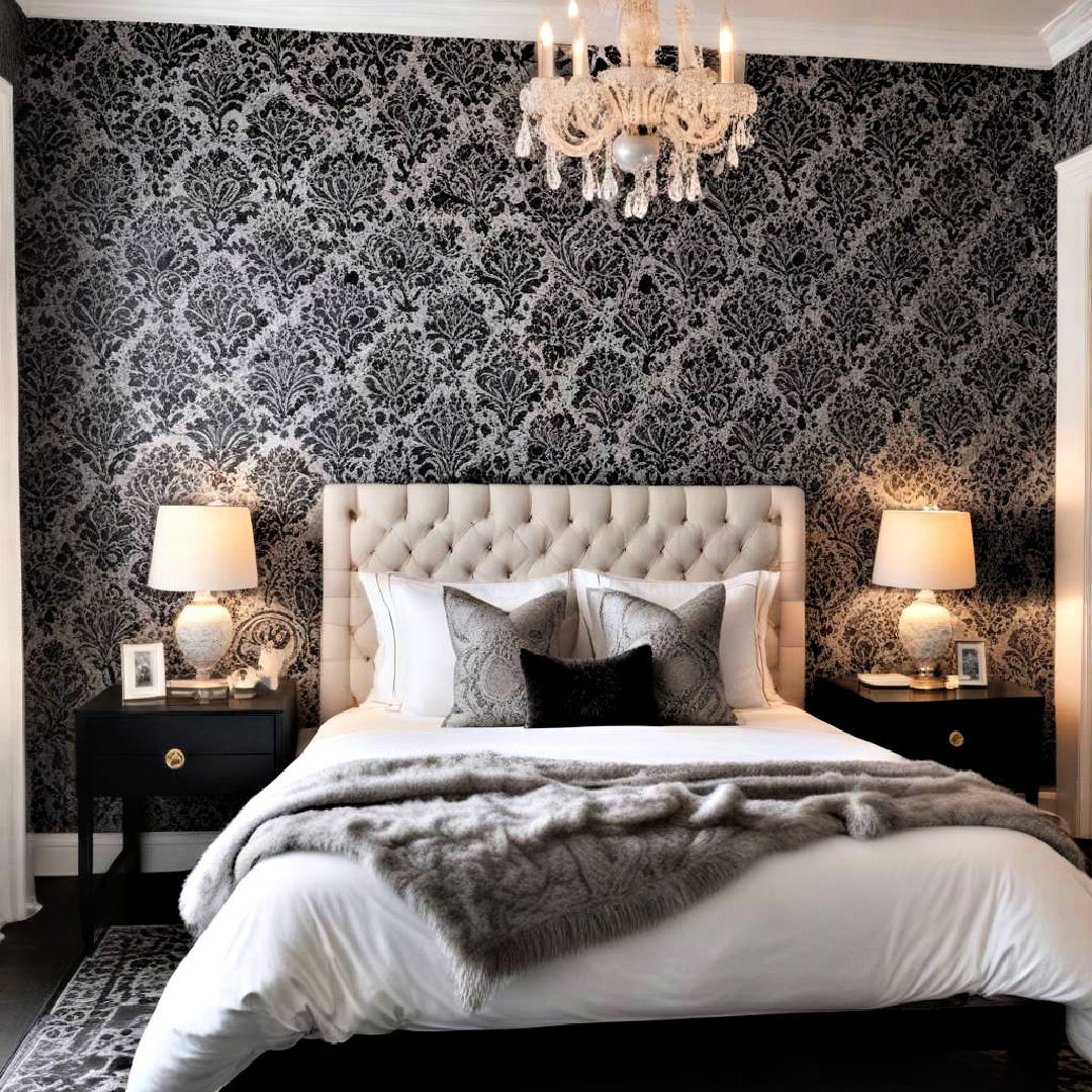 install monochrome wallpaper - 40 Black and White Bedroom Ideas