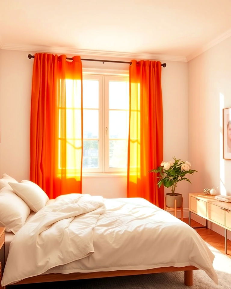 install orange curtains - 30 Orange Room Ideas