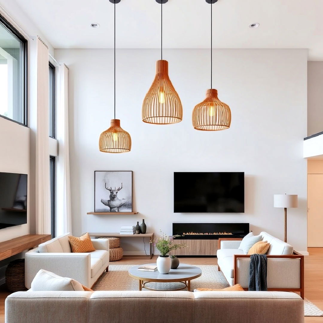 install organic modern lighting fixtures - 25 Organic Modern Living Room Design Ideas