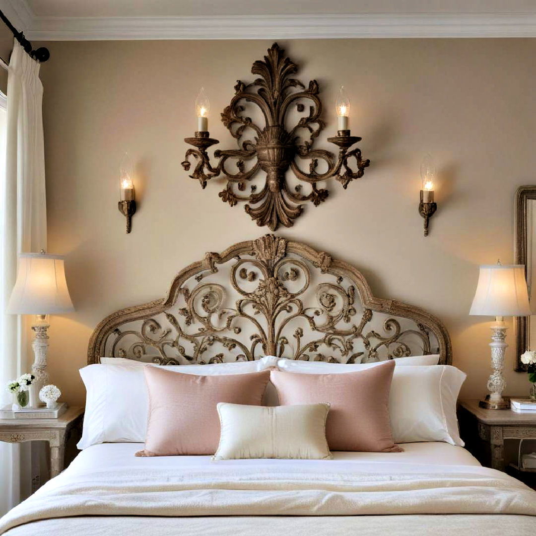 install ornate wall sconces - 25 French Bedroom Decor Ideas
