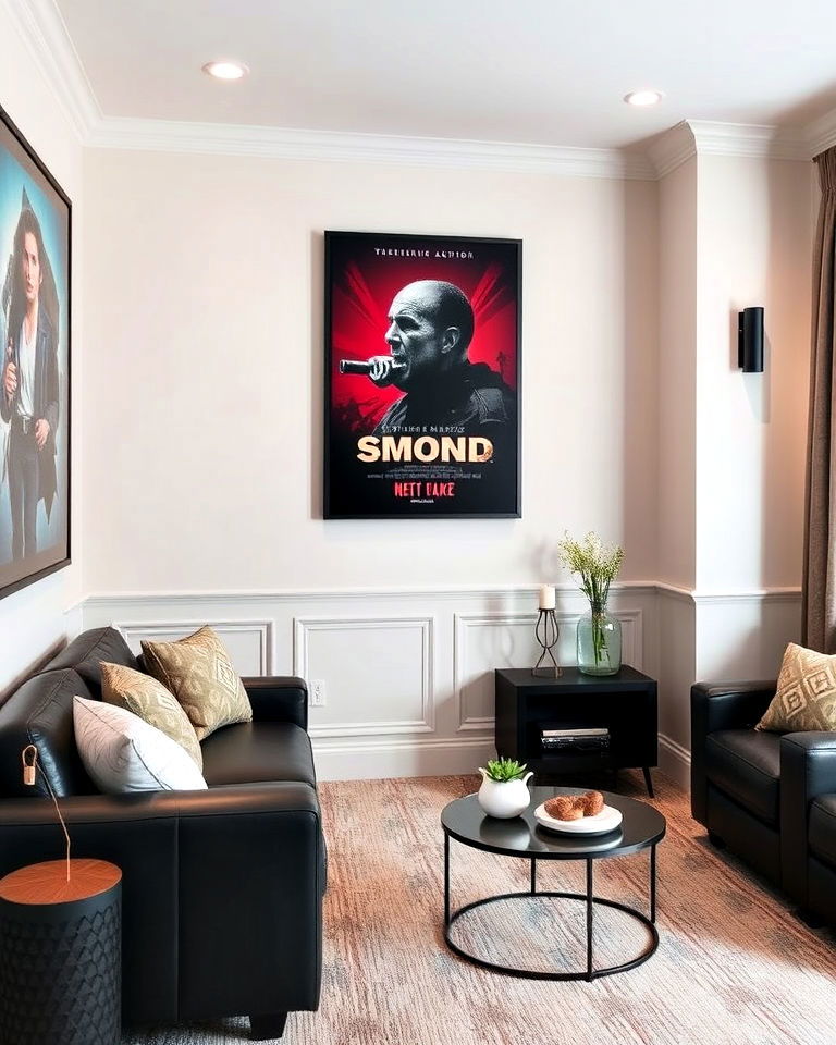install oversized wall art - 40 Small Home Theater Ideas