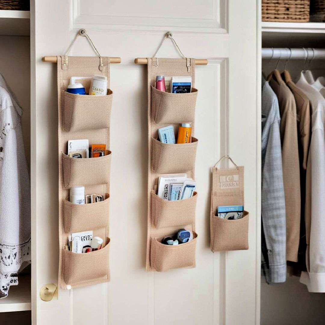 install pocket organizers inside closet - 25 Small Guest Bedroom Ideas
