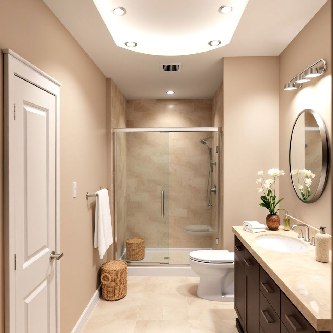 install recessed lighting - 20 Hallway Bathroom Ideas