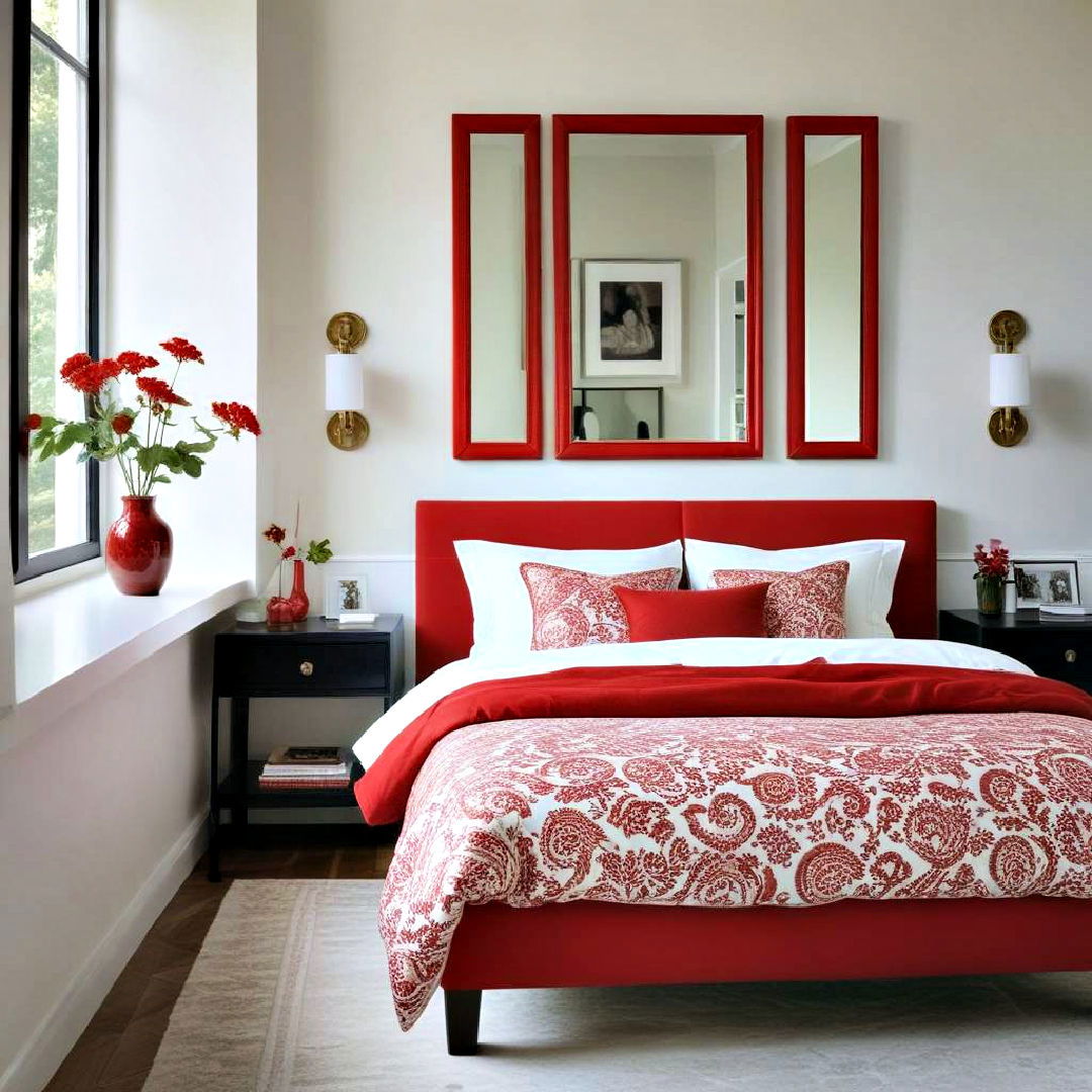 install red framed mirrors - 20 Red Bedroom Ideas