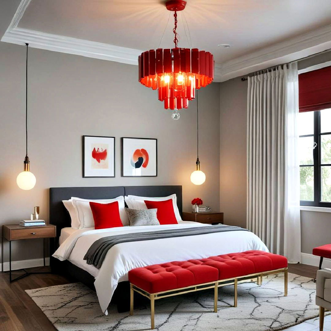 install red statement chandelier - 20 Red Bedroom Ideas