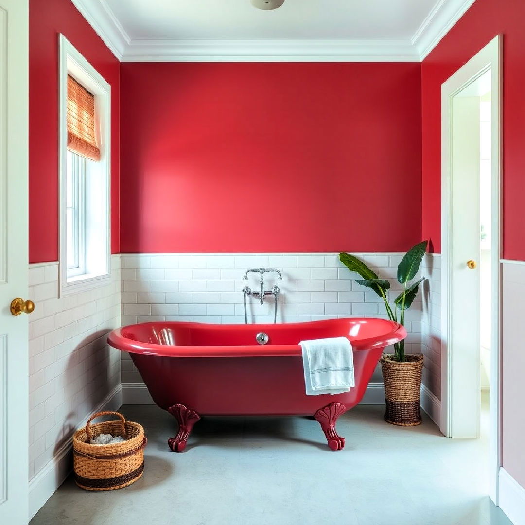 install rich burgundy bathtub - 25 Colorful Bathroom Ideas