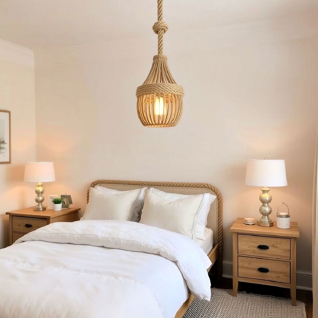 install rope inspired lighting fixture - 40 Ocean-themed Bedroom Ideas