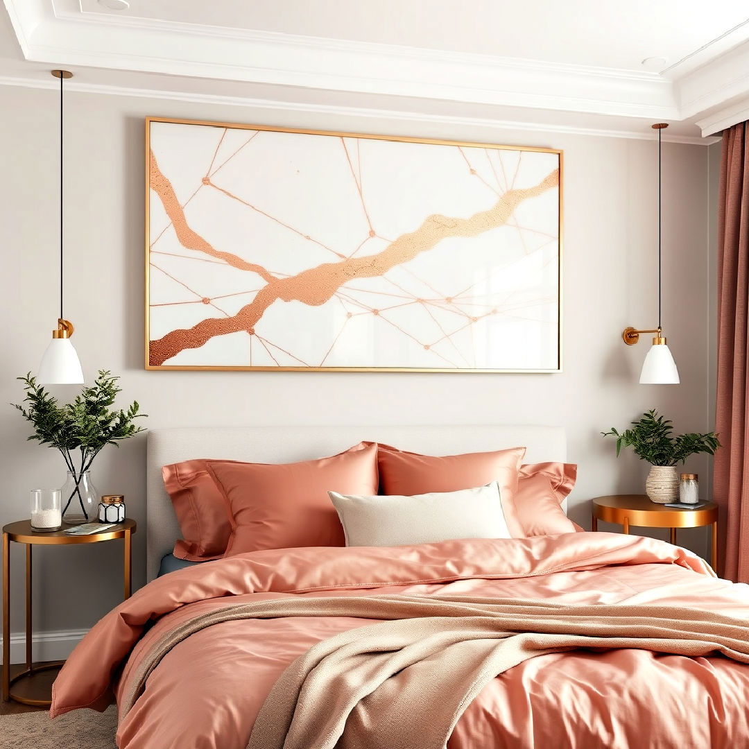 install rose gold wall art - 15 Rose Gold Bedroom Ideas