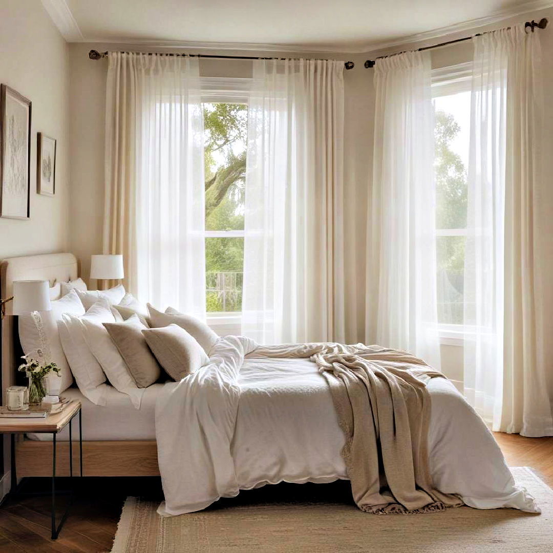 install sheer curtains to diffuse natural light - 40 Cozy Bedroom Ideas