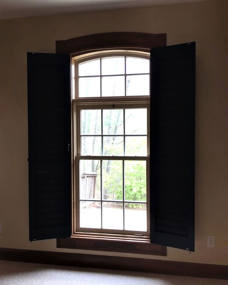 install shuttered windows for classic charm - 30 Basement Window Ideas