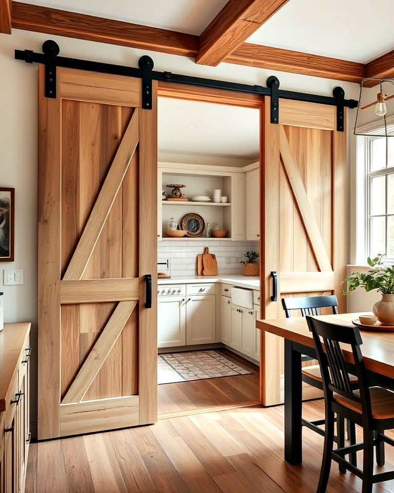 install sliding barn doors - 20 Mountain House Kitchen Ideas