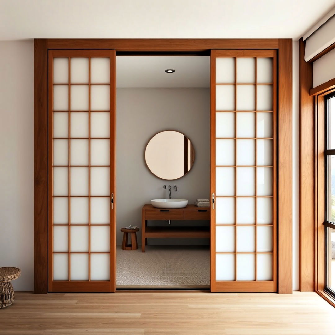 install sliding shoji style doors - 40 Japandi Bathroom Ideas