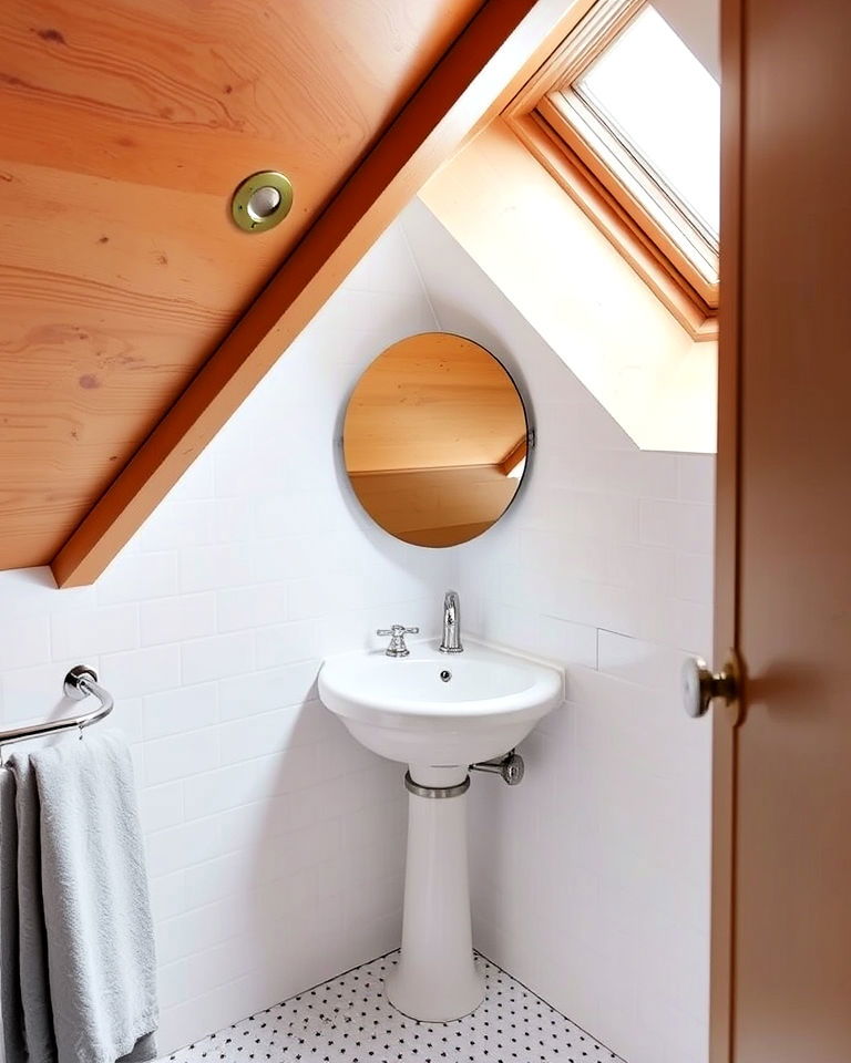 install small corner sink - 15 Sloped Ceiling Attic Bathroom Ideas