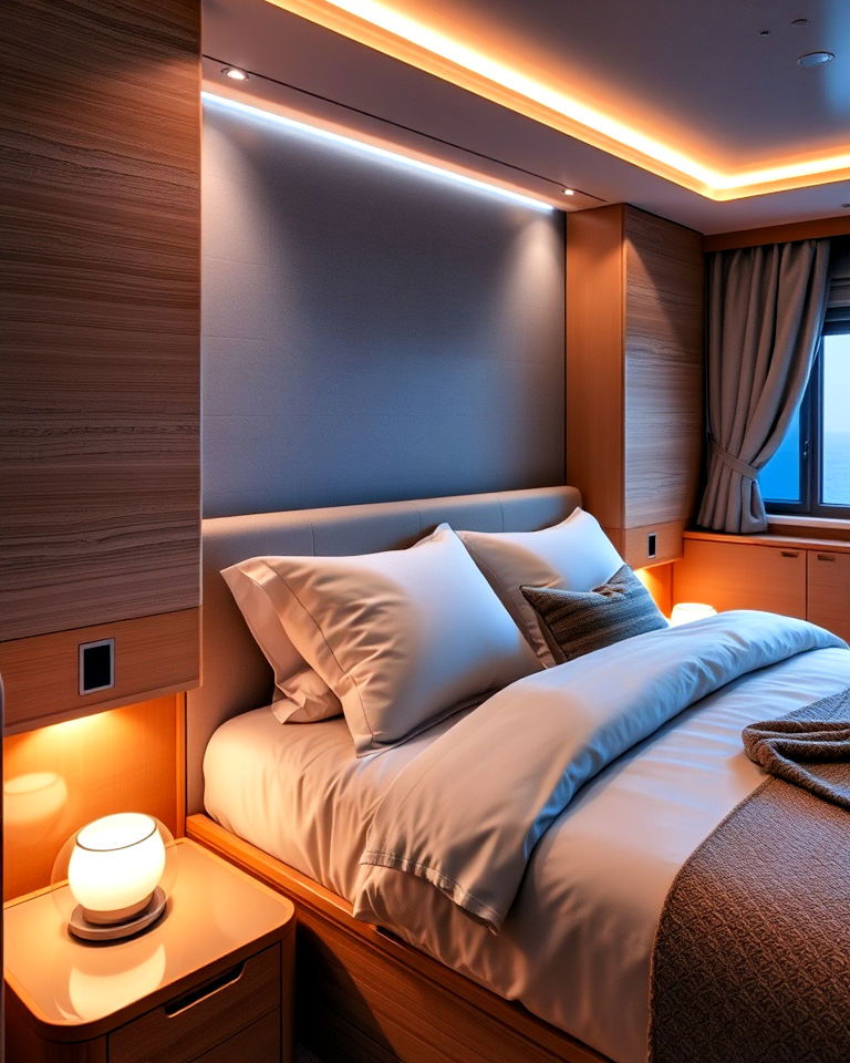 install soft ambient lighting - 20 Yacht Bedroom Ideas
