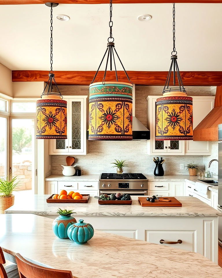 install southwestern inspired pendant lights - 25 Southwestern Kitchen Ideas