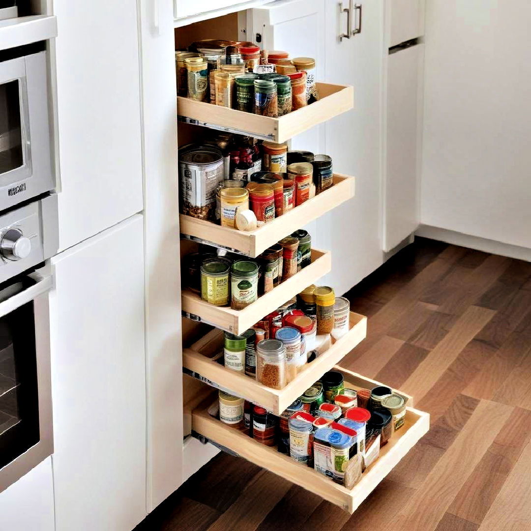 install space saving pull out pantry - 30 Small Galley Kitchen Ideas on a Budget