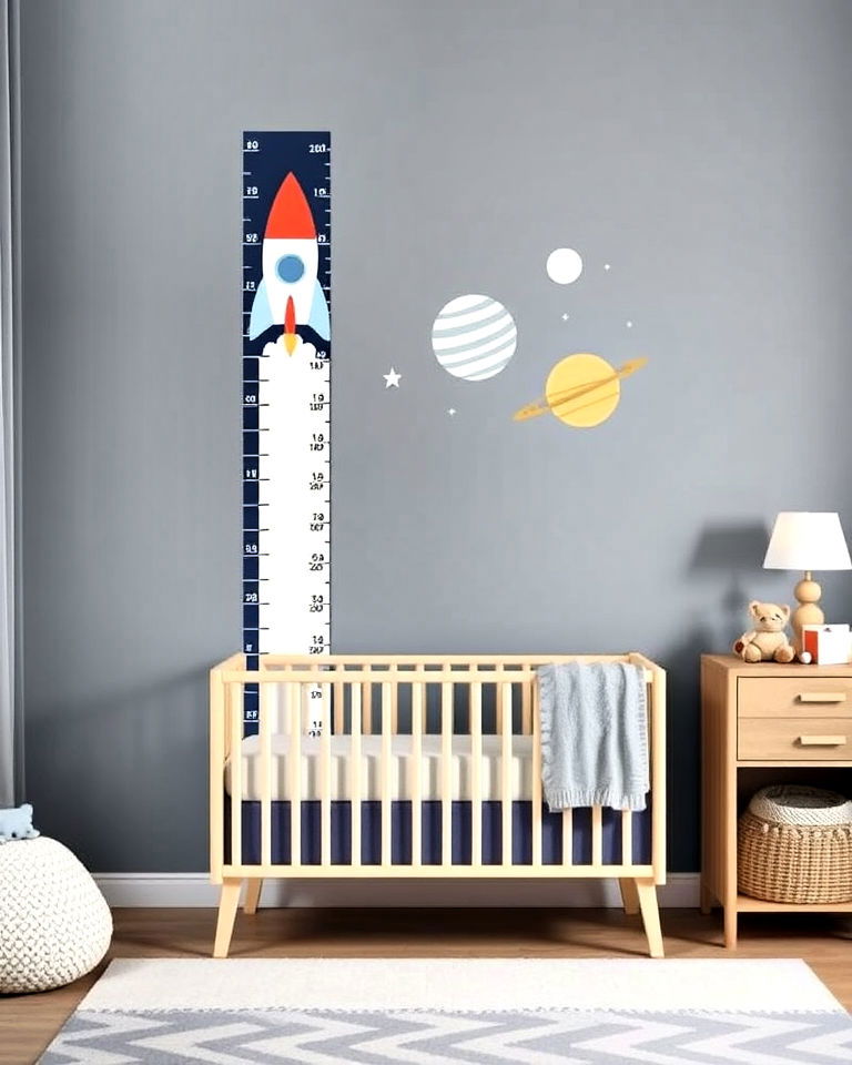 install space themed growth chart - 20 Space-themed Nursery Ideas