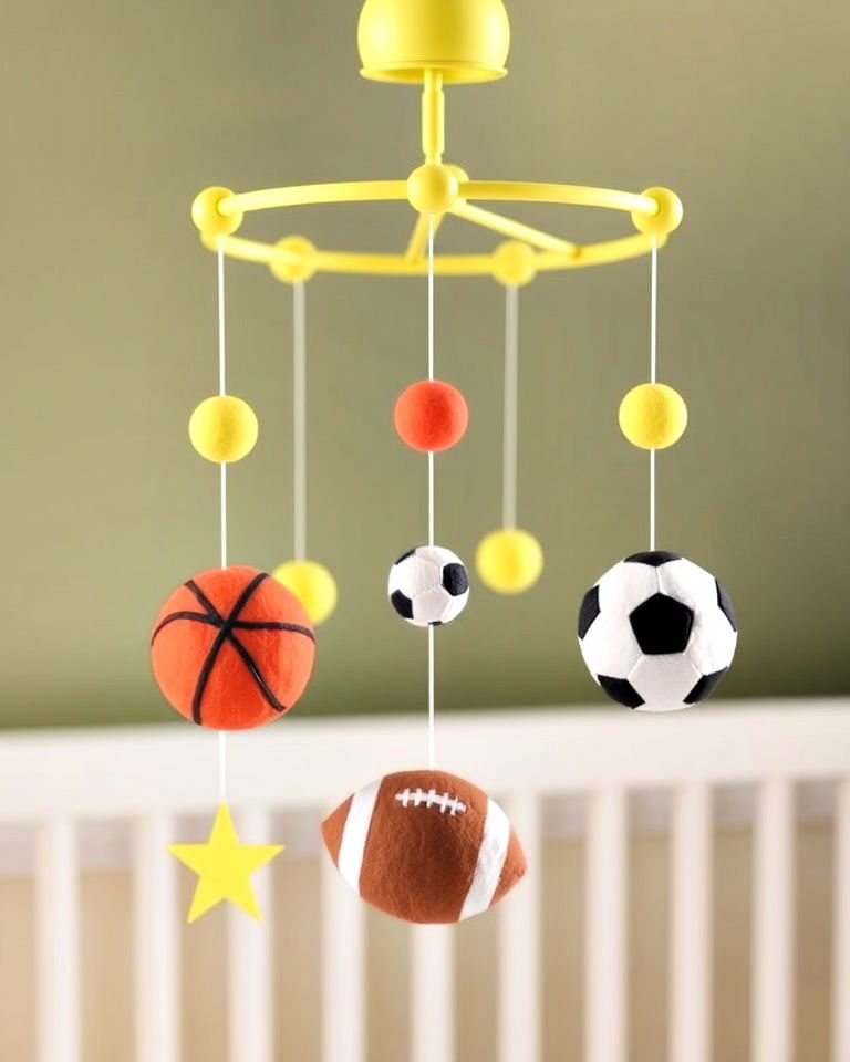 install sports themed mobile - 20 Sports Nursery Ideas