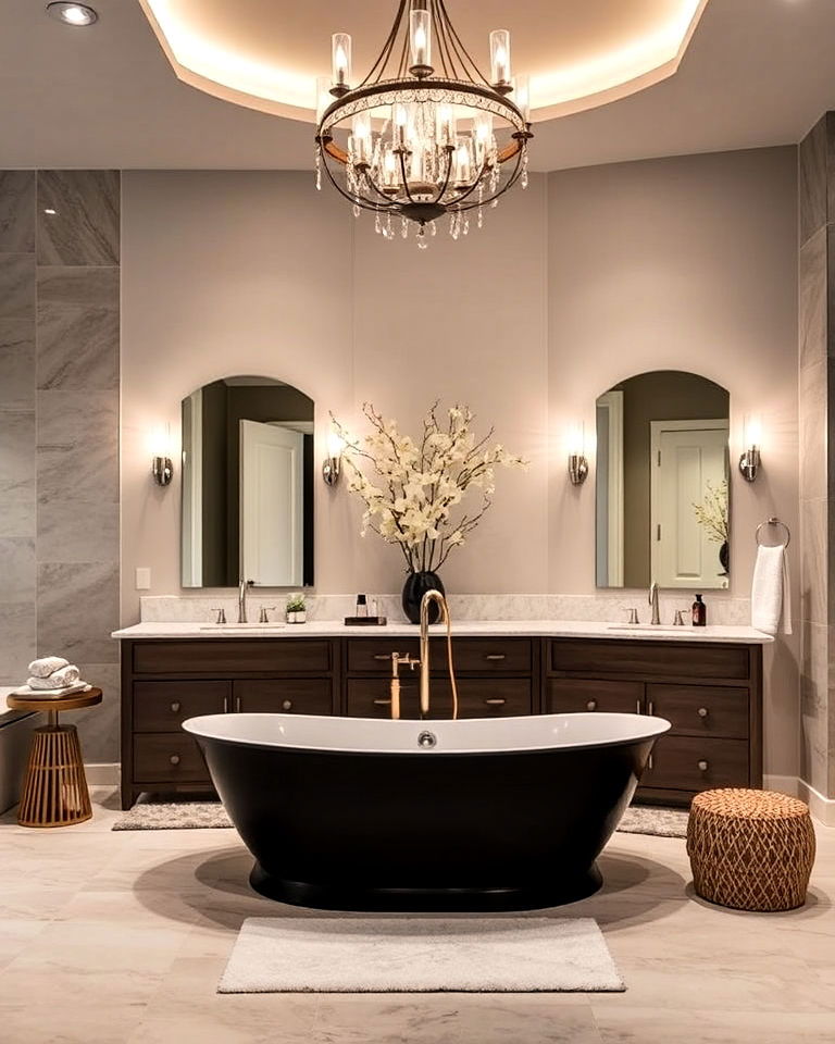 install statement lighting fixtures - 30 Open Concept Bathroom Ideas