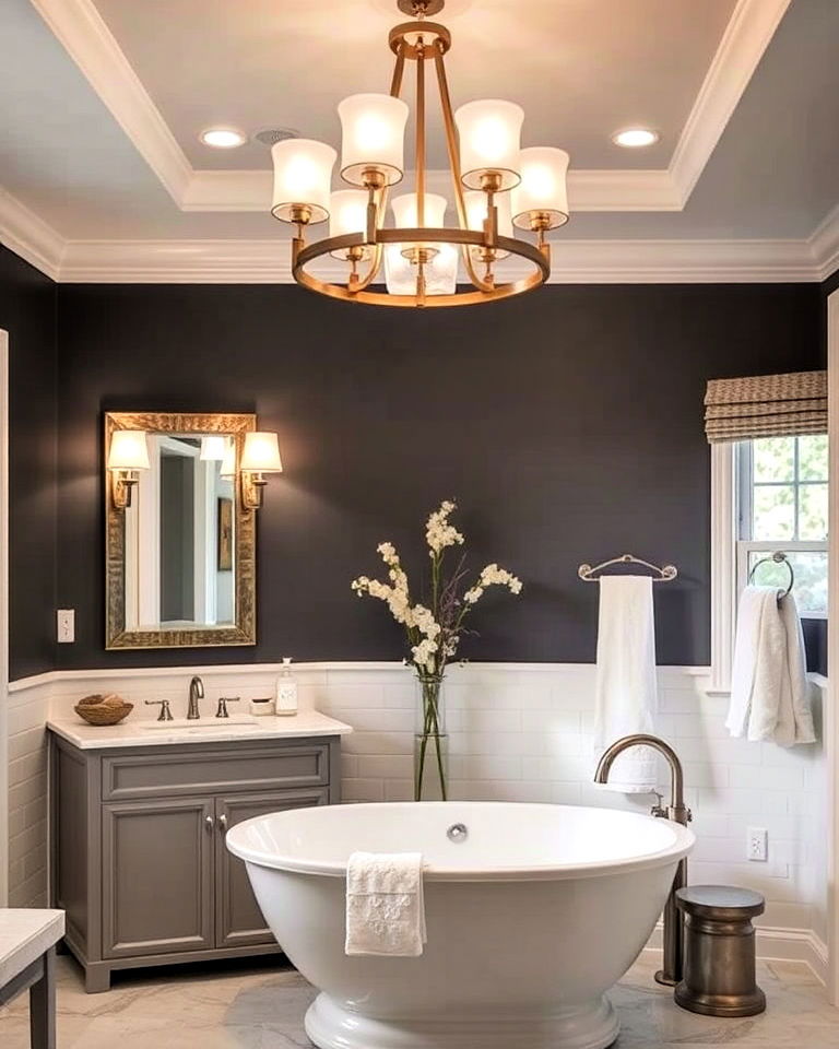 install statement lighting fixtures - 30 Transitional Bathroom Ideas