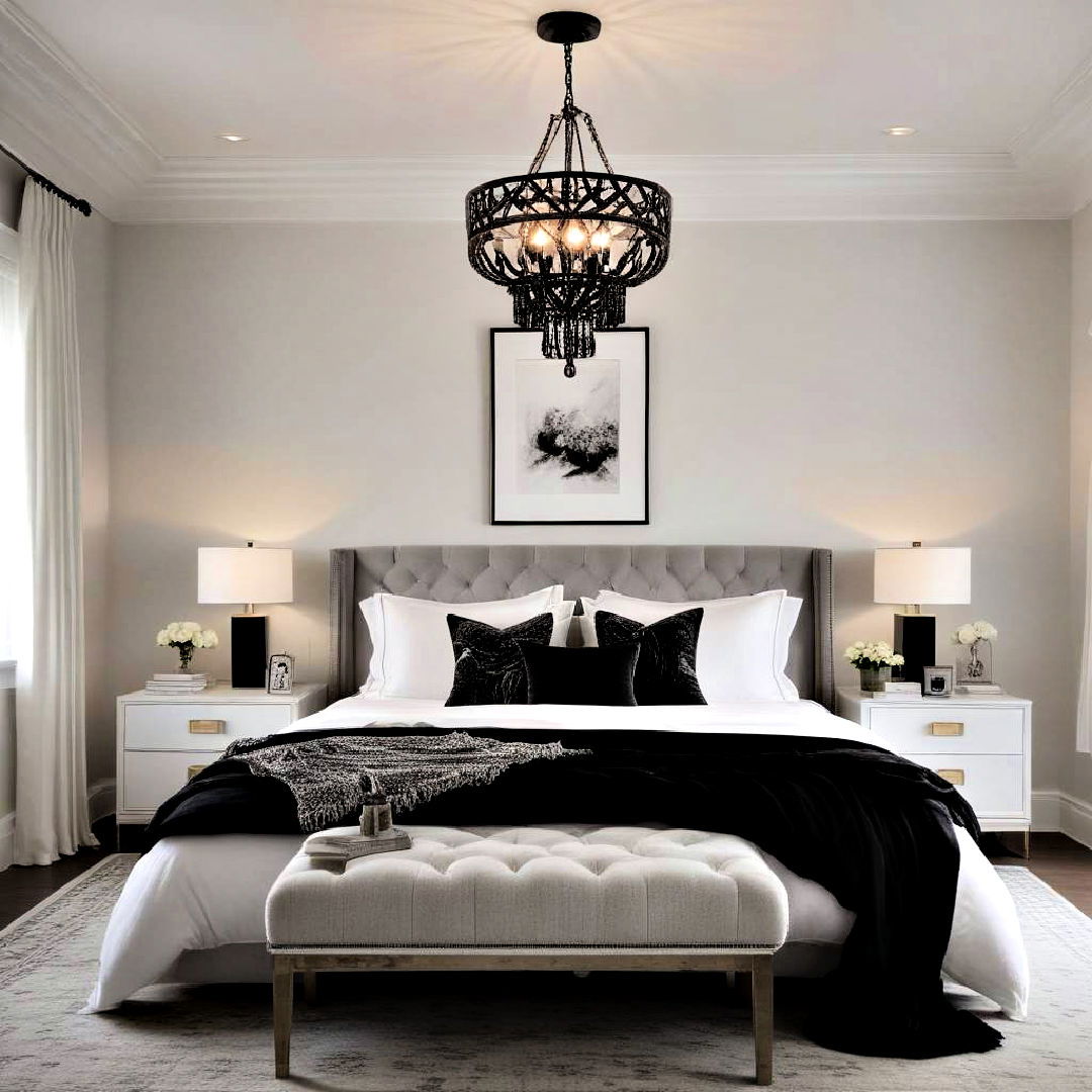 install statement lighting fixtures - 40 Black and White Bedroom Ideas