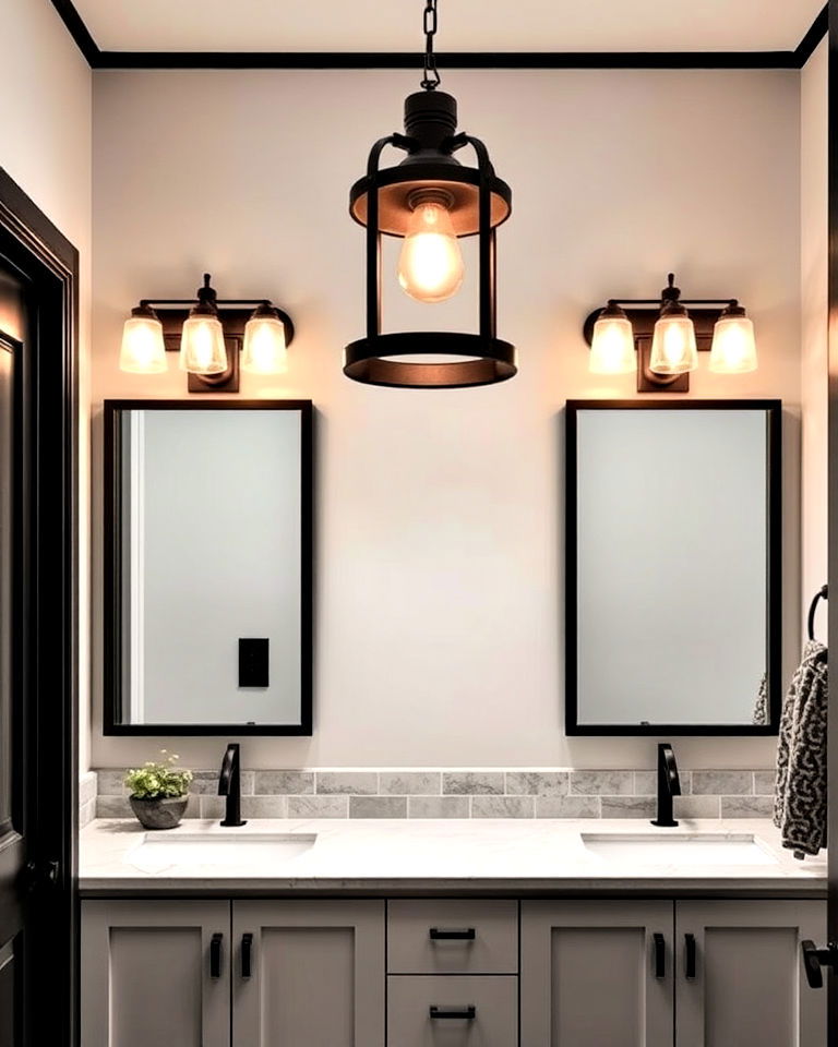 install statement lighting - 20 Masculine Bathroom Ideas