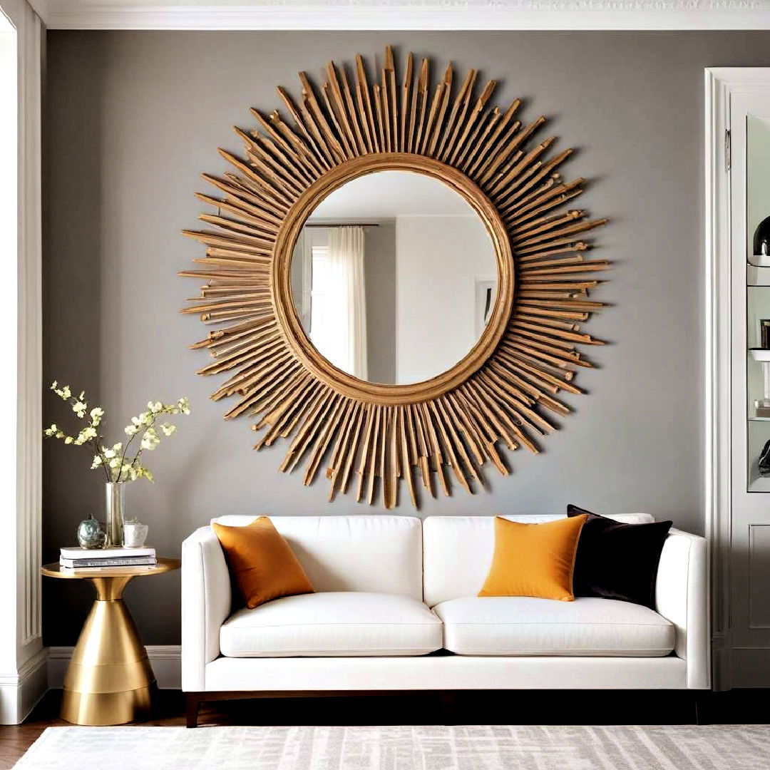 install sunburst mirror - 25 Art Deco Living Room Ideas