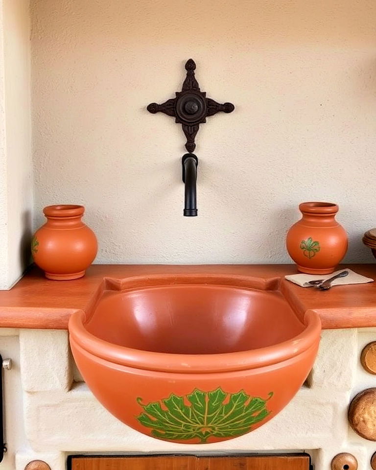 install traditional clay pot sink - 20 Mexican Outdoor Kitchen Ideas