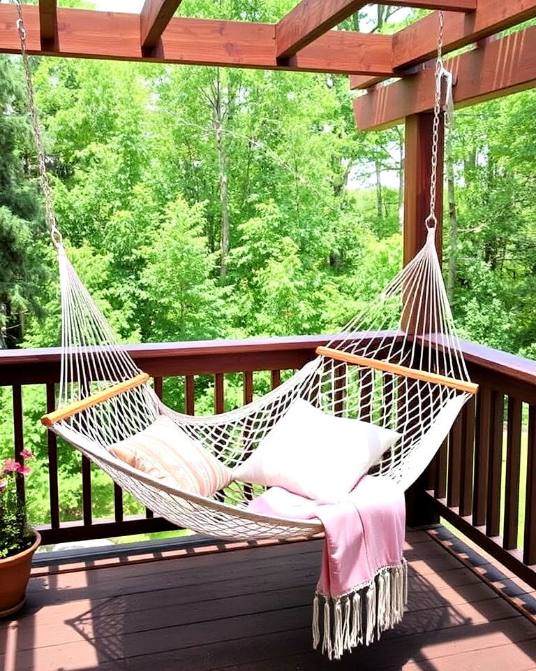 install traditional hanging hammock - 25 Deck Decorating Ideas