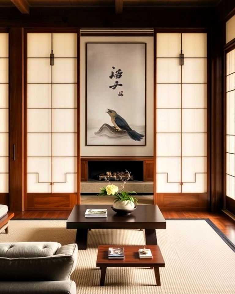 install traditional shoji screens - 25 Asian Living Room Ideas