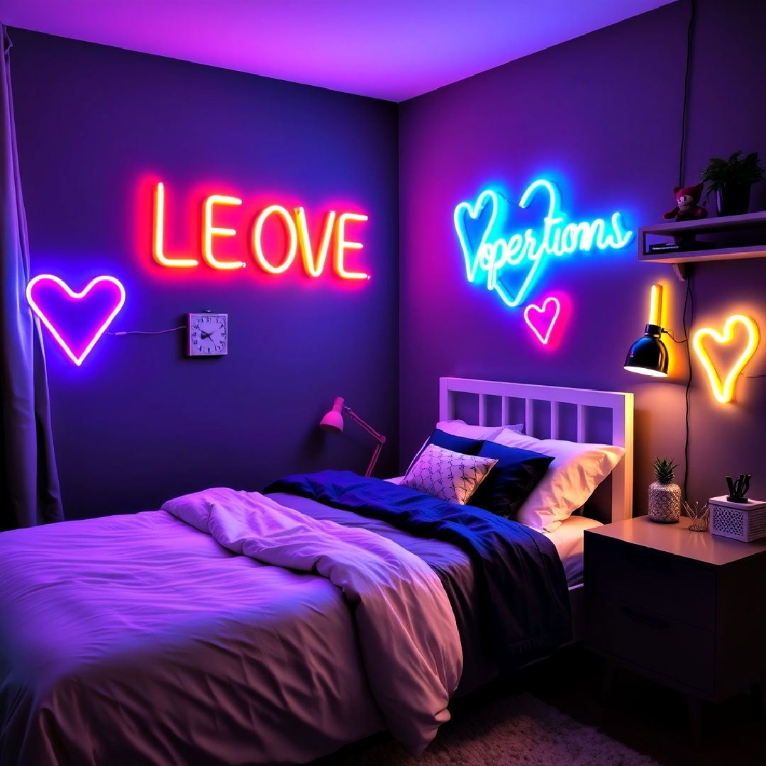 install trendy neon signs - 40 Bedroom Lighting Ideas
