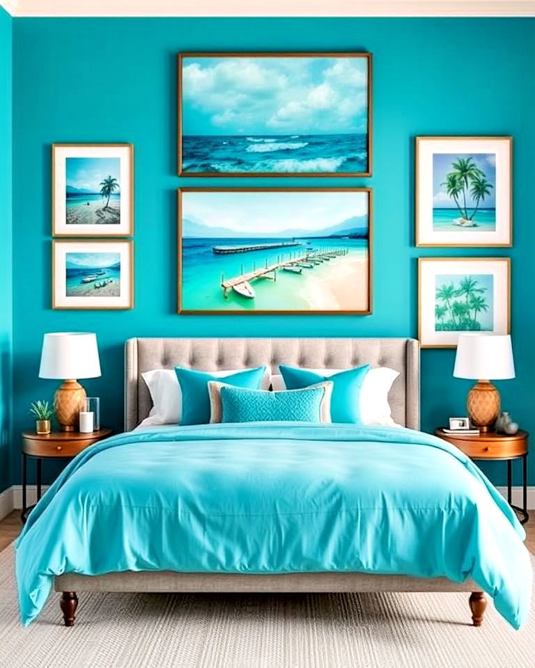 install turquoise wall art - 15 Turquoise Bedroom Ideas