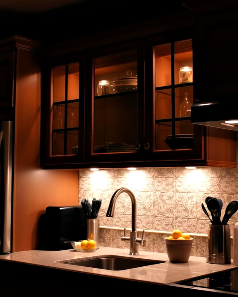install under cabinet lighting - 25 Dream Kitchen Ideas