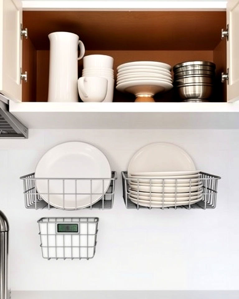 install under shelf baskets - 40 Small Kitchen Storage Ideas