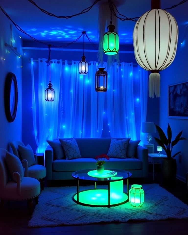 install underwater inspired lighting - 20 Mermaid Room Ideas