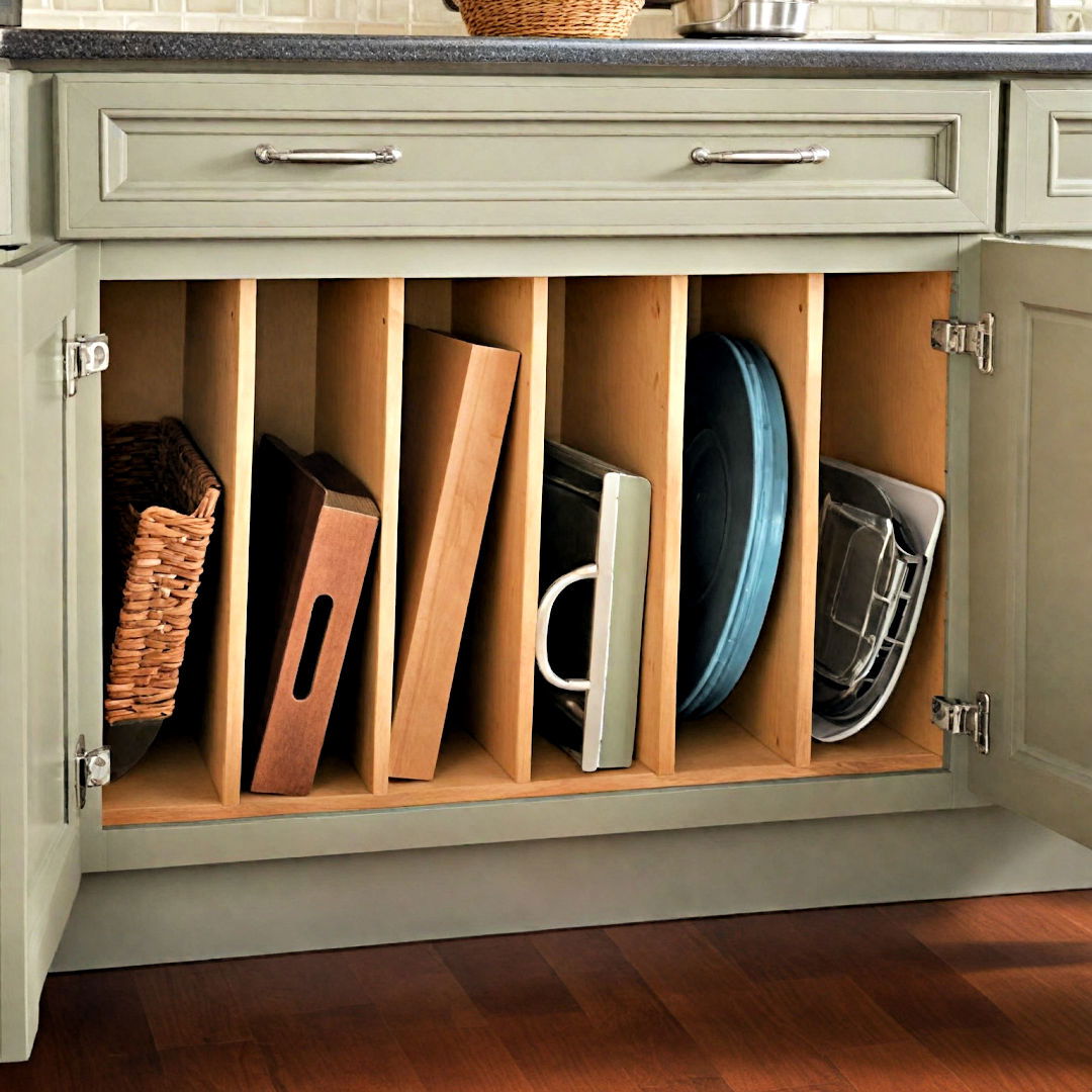 install vertical dividers - 40 Kitchen Organization Ideas