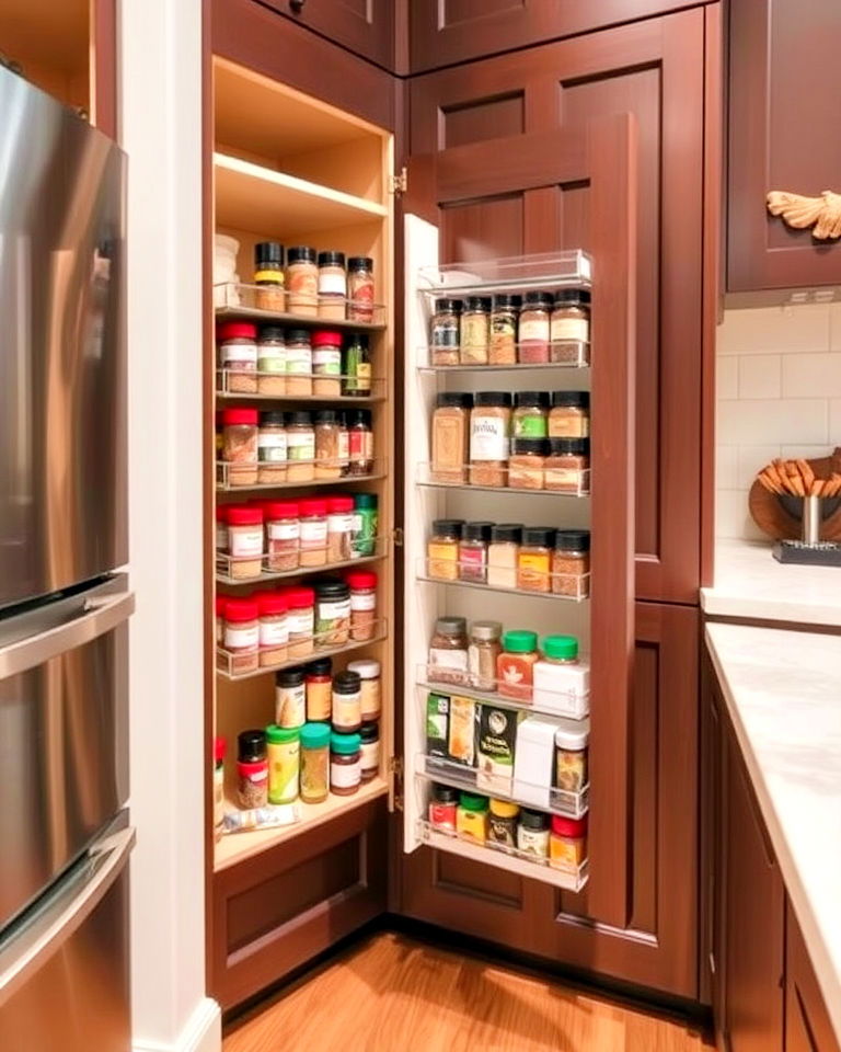 install vertical spice racks - 25 Blind Corner Kitchen Cabinet Ideas
