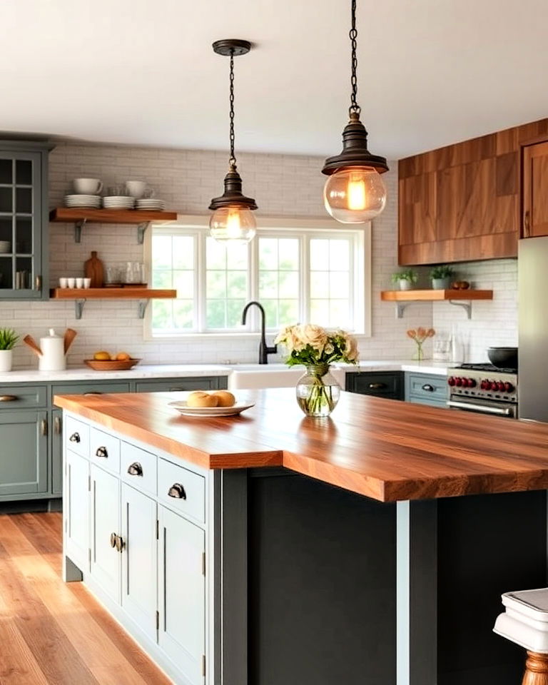 install vintage hardware and fixtures - 25 Farmhouse Kitchen Island Ideas