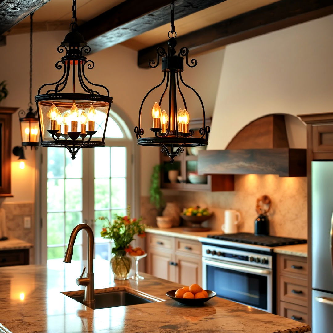 install vintage iron light fixtures - 25 Tuscan Interior Design Ideas